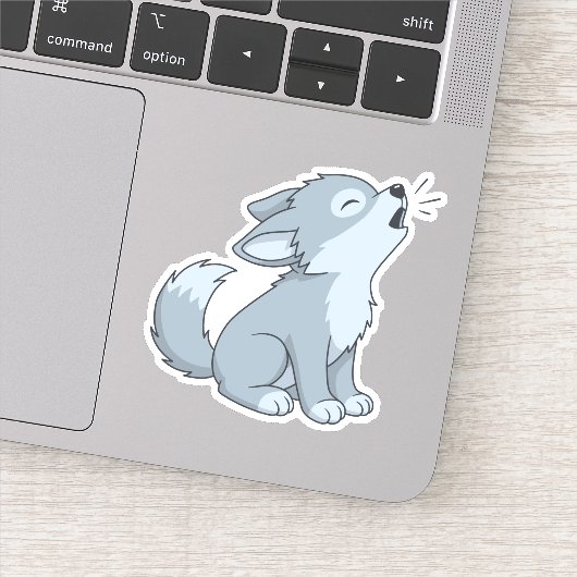 Cute Howling Wolf Pup Sticker (Detail)