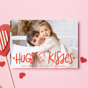 Cute Hugs and Kisses Photo Carte Saint Valentin
