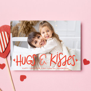 Cute Hugs and Kisses Photo Carte Saint Valentin