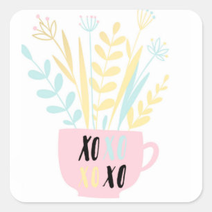 Cute Hugs en Kisses xoxo Kinder Square Sticker