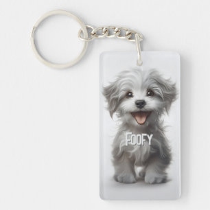 Cute huisdier foto met naam vergulde halsketting sleutelhanger
