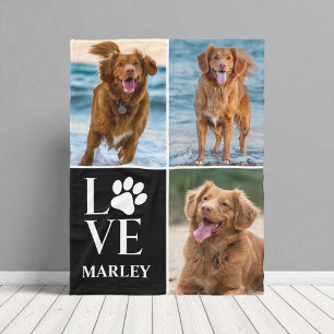 Cute huisdier hond liefhebber pootafdruk 3 foto co fleece deken
