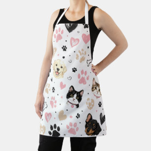 Cute huisdierliefhebber schort met katten, honden,