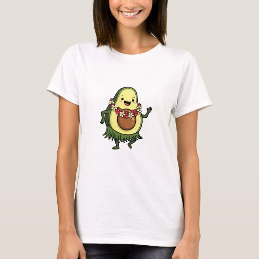 Cute Hula Avocado Character Dancing T-shirt (Voorkant)