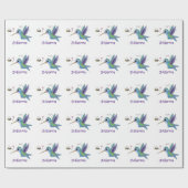 Cute hummingbird and bee cartoon illustration cadeaupapier (Vlak)