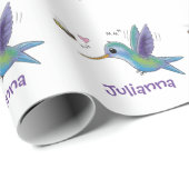 Cute hummingbird and bee cartoon illustration cadeaupapier (Rol Hoek)