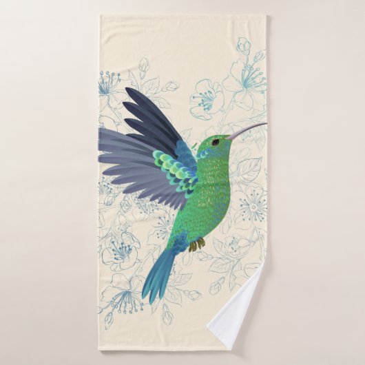 Cute Hummingbird Floral Badhanddoek (Badhanddoek)