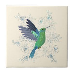 Cute Hummingbird Floral Tegeltje