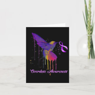 Cute Hummingbird Holding Paars Ribbon Overdosis AW Kaart