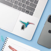 Cute hummingbird-illustratie sticker (Laptop met iPhone)