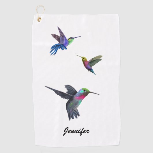 Cute Hummingbird Monogram Golfhanddoek (Voorkant)