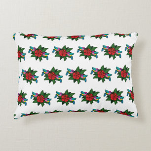 Cute Hummingbird on Hibiscus Flower Cartoon - W Accent Kussen