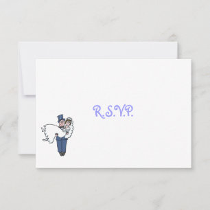 Cute Humoriss Bride en Groom Cartoon RSVP-kaart RSVP Kaartje