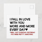 Cute Humoureuze Funny Valentijnsdag Gift Kaart (Voorkant / Achterkant)