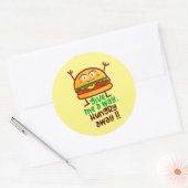Cute Hungry Away Burger Round Sticker (Envelop)