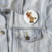 Cute Hungry Cartoon Hyena Ronde Button 5,7 Cm (In situ)