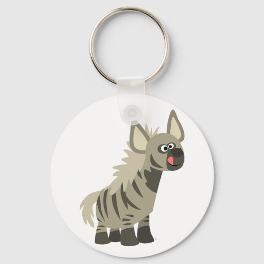 Cute Hungry Cartoon Striped Hyena Sleutelhanger (Voorkant)