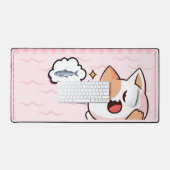 Cute Hungry Cat Desk Mat (Keyboard & Muis)