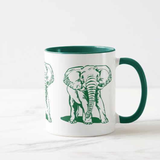 Cute Hunter Green Elephant Line Tekening Mok (Rechts)