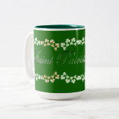 Cute Hunter Green St Patricks Day Lucky Shamrocks Tweekleurige Koffiemok (Voorkant links)