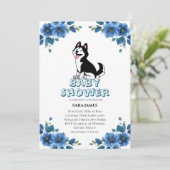  Cute Husky Dog Floral Baby Shower Invitation (Debout devant)