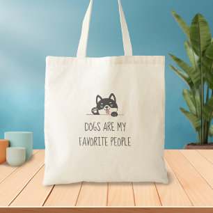 Cute Husky Dog Peking boven Citaat Tote Bag