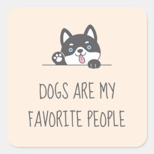 Cute Husky Dog Peking boven Citaat Vierkante Sticker