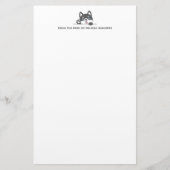 Cute Husky Dog Peking boven Custom Text Briefpapier (Voorkant)