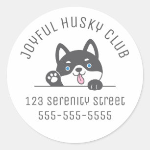 Cute Husky Dog Peking boven Custom Text Ronde Sticker