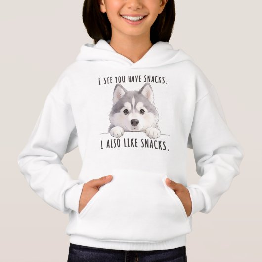 Cute Husky Dog Snacks Quote Funny Minimalist (Devant)