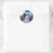 Cute Husky Ronde Sticker (Tas)