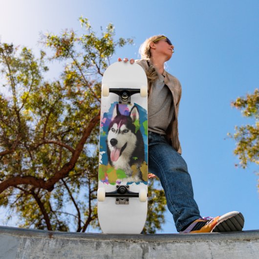 Cute Husky. Skateboard (Buiten 1)