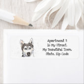 Cute Husky speckle waterverf grappige hondjeslabel Etiket (Insitu)