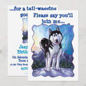 Cute Husky ThMED Birthday Party Kaart (Voorkant / Achterkant)