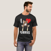 Cute I Heart Furries Furry Fandom Love 2 T-shirt (Voorkant volledig)