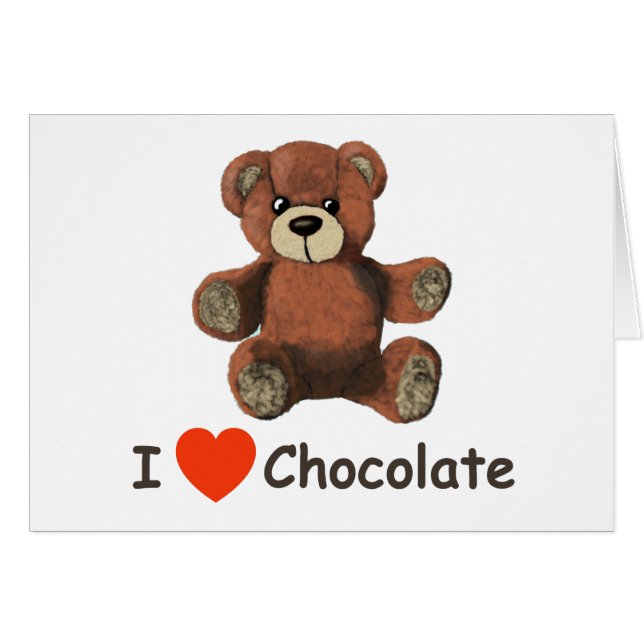 Cute I Heart (Love) Chocolate Teddy Bear (Voorkant Horizontaal)