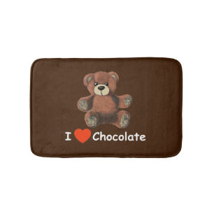 Cute I Heart (Love) Chocolate Teddy Bear Badmat