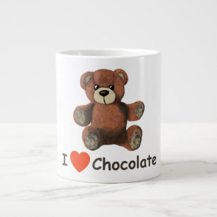 Cute I Heart (Love) Chocolate Teddy Bear Jumbo Beker