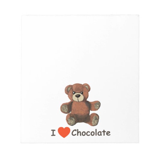 Cute I Heart (Love) Chocolate Teddy Bear Notitieblok (Voorkant)
