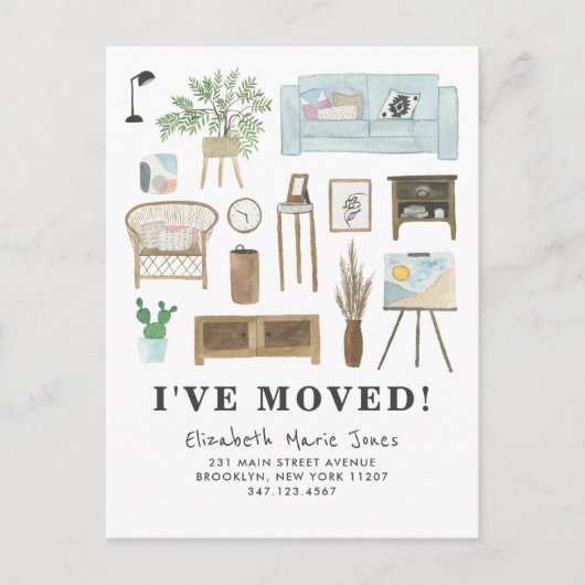 Cute I heeft Boho Waterverf Home Decor Moving Aankondigingskaart (Voorkant)
