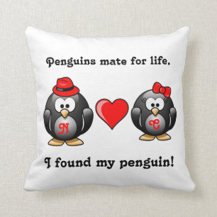 Cute I heeft mijn Penguin Mate for Life Red Heart Kussen