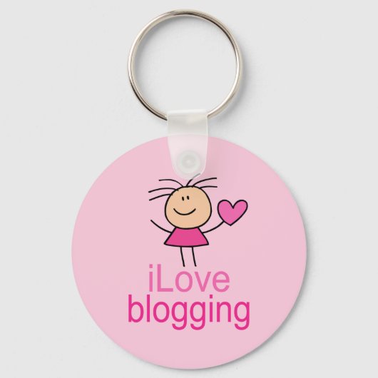 Cute I Love Blogging T-shirt Gift Sleutelhanger (Voorkant)