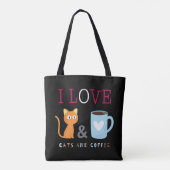 Cute I Love Cats and Coffee Black Draagtas (Achterkant)