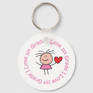 Cute I Love First Grade Sleutelhanger