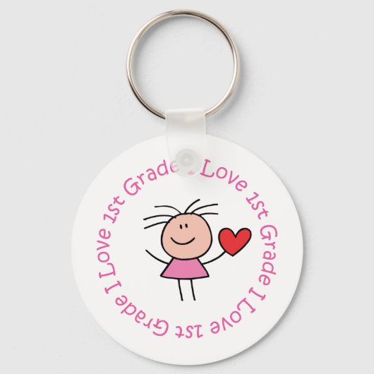Cute I Love First Grade Sleutelhanger (Voorkant)