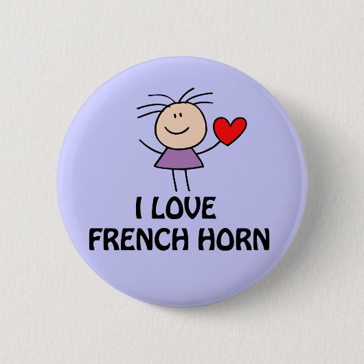 Cute I Love French Horn Button (Voorkant)