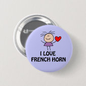 Cute I Love French Horn Button (Voorkant /achterkant)