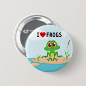 Cute I love (hart) Frogs Pinback Button (Voorkant /achterkant)