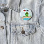 Cute I love (hart) Frogs Pinback Button (In situ)