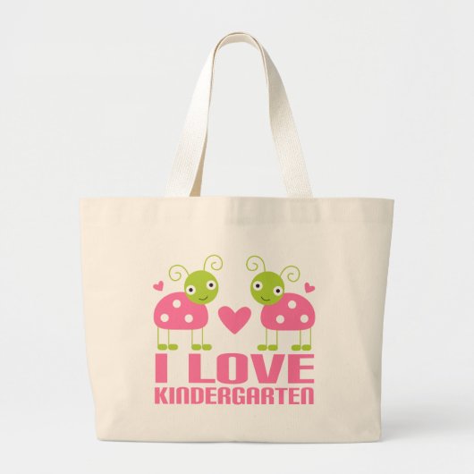 Cute I Love Kindergarten Ladybug Gift Grote Tote Bag (Voorkant)